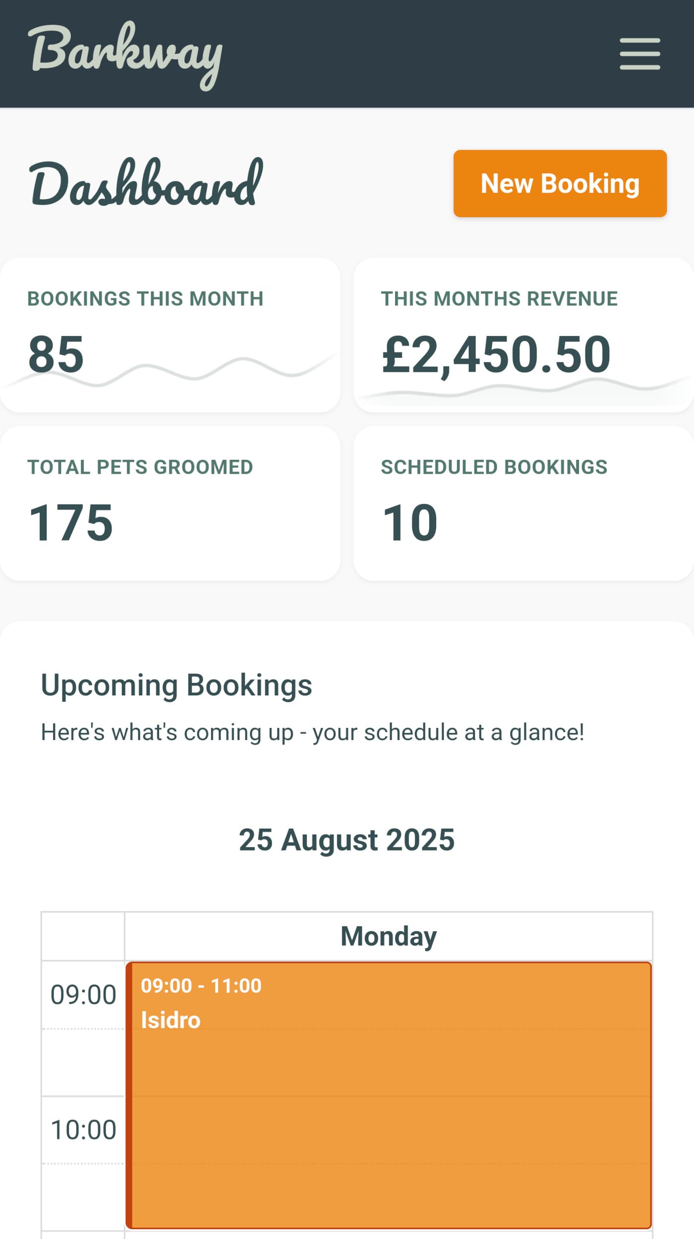 Barkway App Dashboard